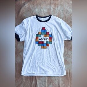 Vintage 90s Acquia Ringer Tee – Retro Color Block Logo Shirt